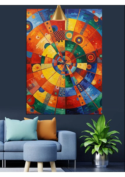 Renkli Tekerlek Soyut Sanat Dekoratif Kanvas - Mdf Ahşap Tablo fiyatları