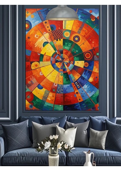 Renkli Tekerlek Soyut Sanat Dekoratif Kanvas - Mdf Ahşap Tablo indirimleri
