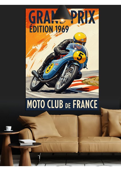 Grand Prix Motorsiklet Posteri Dekoratif Kanvas - Mdf Ahşap Tablo modelleri