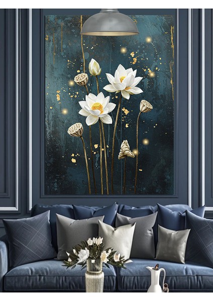 Beyaz Papatya Çiçekleri Buketi Dekoratif Kanvas - Mdf Ahşap Tablo