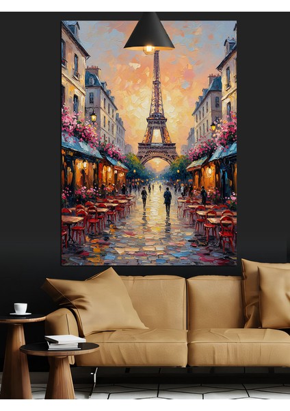 Eyfel Kulesi Yansımalı Şehir Manzarası Dekoratif Kanvas - Mdf Ahşap Tablo fırsatları