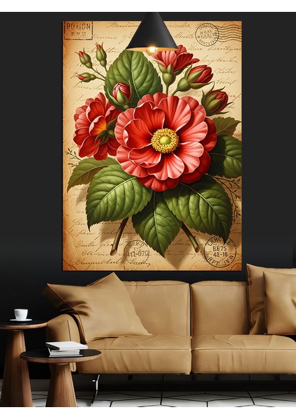 Kırmızı Çiçekler Buketi Sanatı Dekoratif Kanvas - Mdf Ahşap Tablo fiyatları