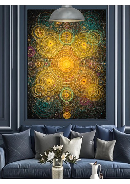 Soyut Çakra Mandala Figürü Dekoratif Kanvas - Mdf Ahşap Tablo