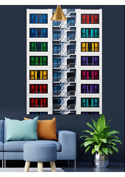 Renkli Pencereler Soyut Sanat Dekoratif Kanvas - Mdf Ahşap Tablo