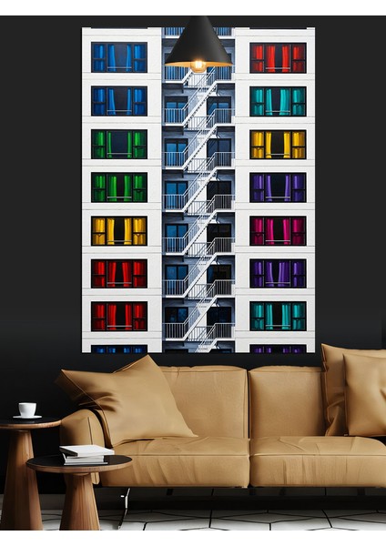 Renkli Pencereler Soyut Sanat Dekoratif Kanvas - Mdf Ahşap Tablo fiyatları