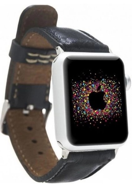 Apple Watch Uyumlu Deri Kordon 42-44-45MM Rst1 Siyah