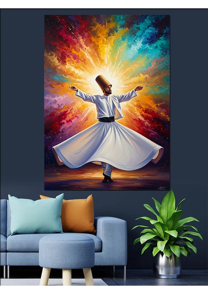 Mevlevi ve Manevi Huzur Dekoratif Kanvas - Mdf Ahşap Tablo