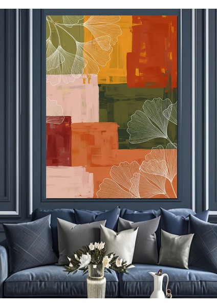 Soyut Renkli Geometrik Bloklar Dekoratif Kanvas - Mdf Ahşap Tablo
