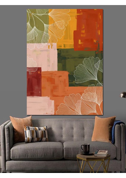 Soyut Renkli Geometrik Bloklar Dekoratif Kanvas - Mdf Ahşap Tablo fırsatları