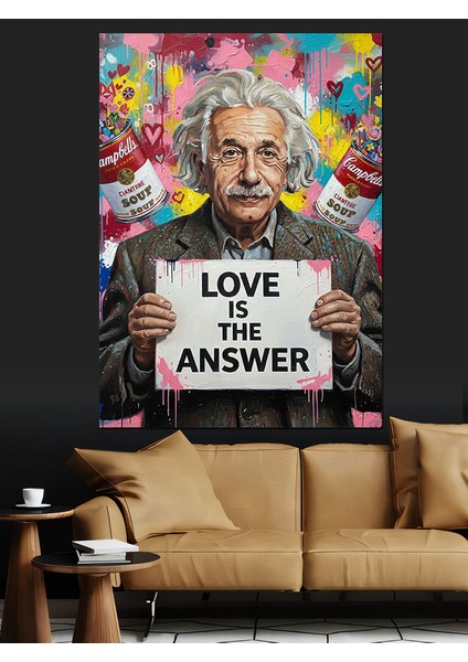 Aşk Cevaptır Posteri Dekoratif Kanvas - Mdf Ahşap Tablo