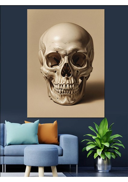 Beyaz Kurukafa Kafa Sanatı Dekoratif Kanvas - Mdf Ahşap Tablo fiyatları