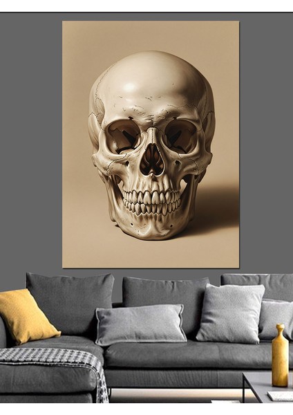 Beyaz Kurukafa Kafa Sanatı Dekoratif Kanvas - Mdf Ahşap Tablo indirimleri
