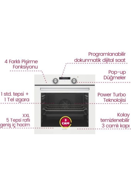 Diamond 8202/3048/8709 Beyaz 3'lü Ankastre Set modelleri