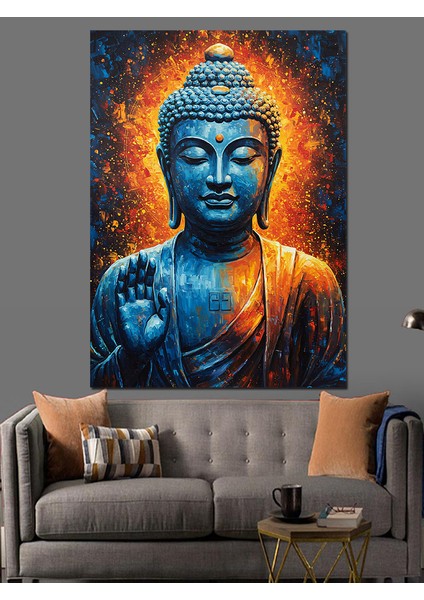 Turuncu Ateş Buda Sanatı Dekoratif Kanvas - Mdf Ahşap Tablo fiyatları