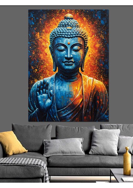 Turuncu Ateş Buda Sanatı Dekoratif Kanvas - Mdf Ahşap Tablo modelleri