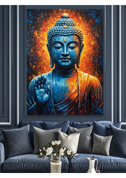 Turuncu Ateş Buda Sanatı Dekoratif Kanvas - Mdf Ahşap Tablo fırsatları