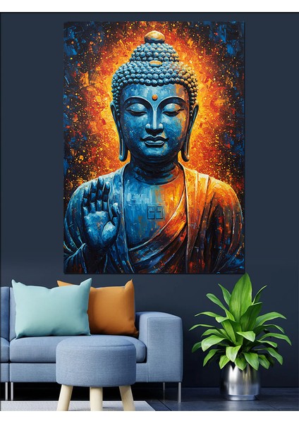 Turuncu Ateş Buda Sanatı Dekoratif Kanvas - Mdf Ahşap Tablo indirimleri