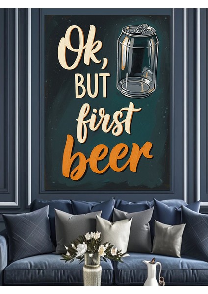 Ilk Bira Komik Afiş Dekoratif Kanvas - Mdf Ahşap Tablo