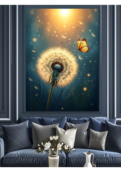 Karahindiba Çiçeği Çocuk Silüeti Dekoratif Kanvas - Mdf Ahşap Tablo fiyatları