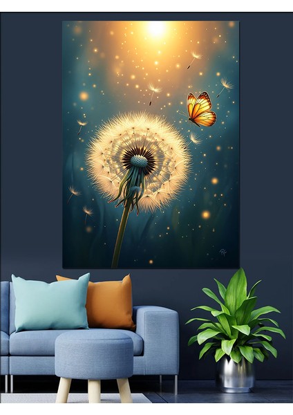 Karahindiba Çiçeği Çocuk Silüeti Dekoratif Kanvas - Mdf Ahşap Tablo modelleri