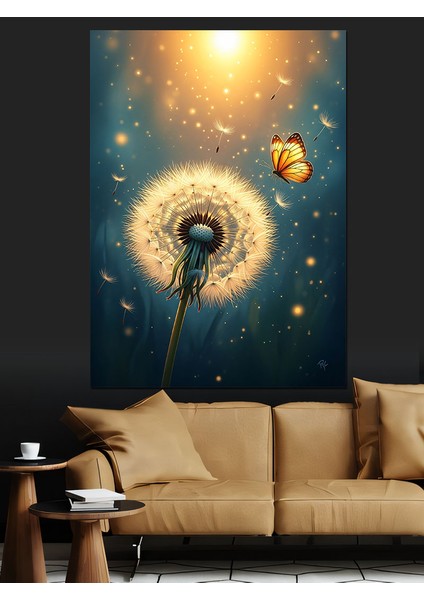 Karahindiba Çiçeği Çocuk Silüeti Dekoratif Kanvas - Mdf Ahşap Tablo fırsatları