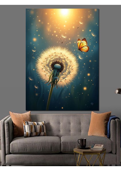 Karahindiba Çiçeği Çocuk Silüeti Dekoratif Kanvas - Mdf Ahşap Tablo indirimleri