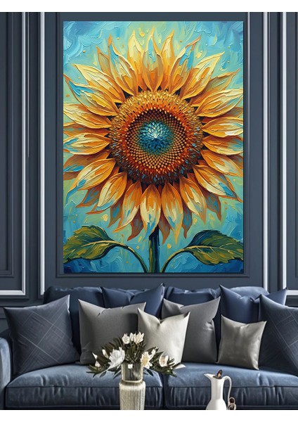 Ayçiçeği Parlak Renkler Sanatı Dekoratif Kanvas - Mdf Ahşap Tablo