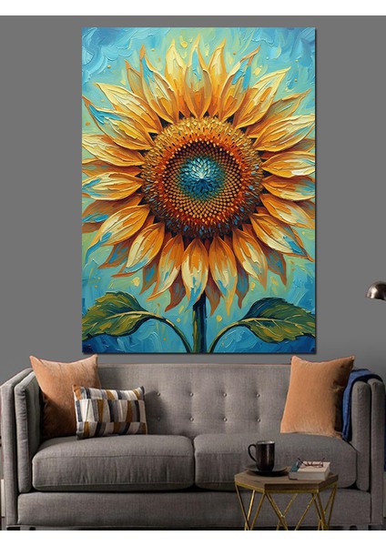 Ayçiçeği Parlak Renkler Sanatı Dekoratif Kanvas - Mdf Ahşap Tablo fırsatları