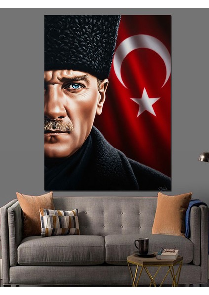Kırmızı Türk Bayrağı Atatürk Dekoratif Kanvas - Mdf Ahşap Tablo fiyatları