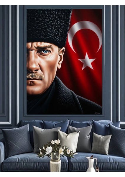 Kırmızı Türk Bayrağı Atatürk Dekoratif Kanvas - Mdf Ahşap Tablo fırsatları