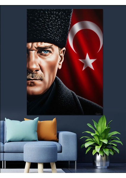 Kırmızı Türk Bayrağı Atatürk Dekoratif Kanvas - Mdf Ahşap Tablo indirimleri