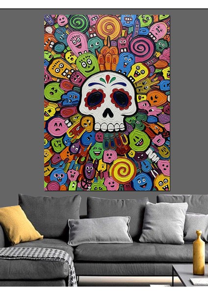Renkli Kurukafa Pop Art Dekoratif Kanvas - Mdf Ahşap Tablo