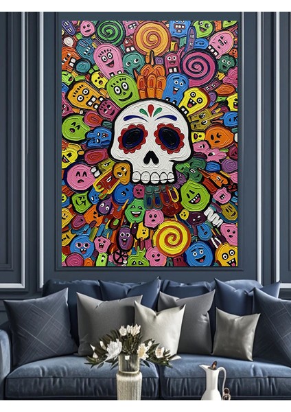 Renkli Kurukafa Pop Art Dekoratif Kanvas - Mdf Ahşap Tablo fiyatları