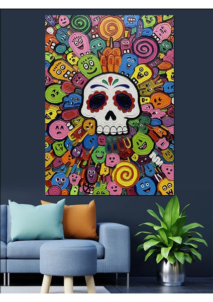 Renkli Kurukafa Pop Art Dekoratif Kanvas - Mdf Ahşap Tablo modelleri