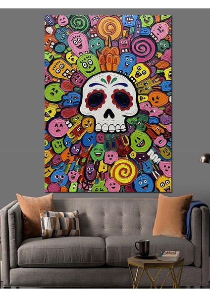 Renkli Kurukafa Pop Art Dekoratif Kanvas - Mdf Ahşap Tablo indirimleri