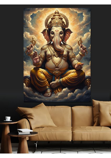 Fil Başı Tanrı Figürü Dekoratif Kanvas - Mdf Ahşap Tablo fiyatları