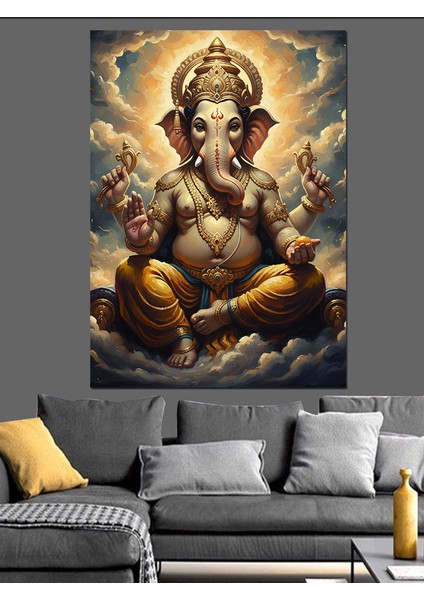 Fil Başı Tanrı Figürü Dekoratif Kanvas - Mdf Ahşap Tablo fırsatları