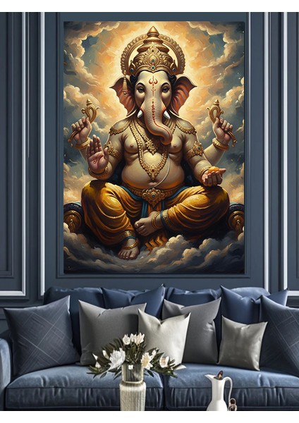 Fil Başı Tanrı Figürü Dekoratif Kanvas - Mdf Ahşap Tablo indirimleri