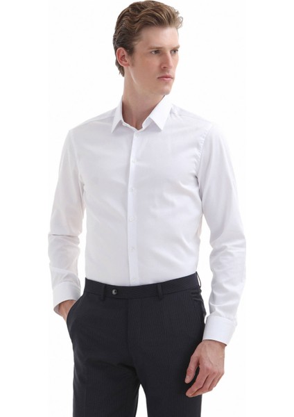 Beyaz Düz Super Slm Fit Dokuma Klasik %100 Pamuk Gömlek fiyatları