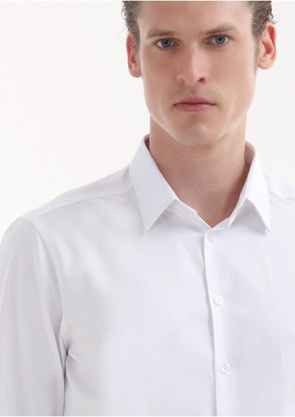 Beyaz Düz Super Slm Fit Dokuma Klasik %100 Pamuk Gömlek modelleri