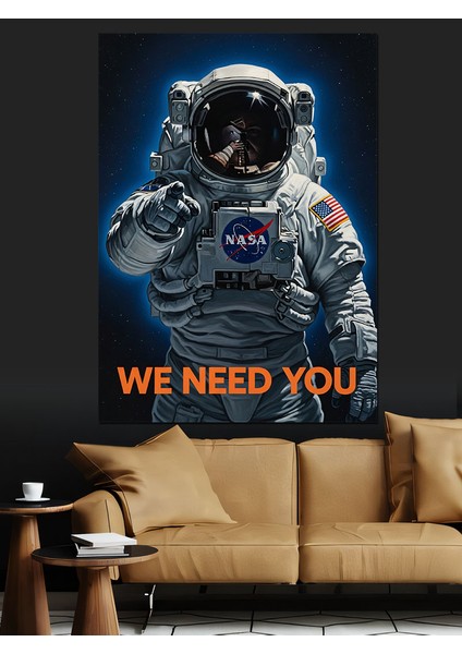 Astronot Uzayda Mesaj Dekoratif Kanvas - Mdf Ahşap Tablo indirimleri