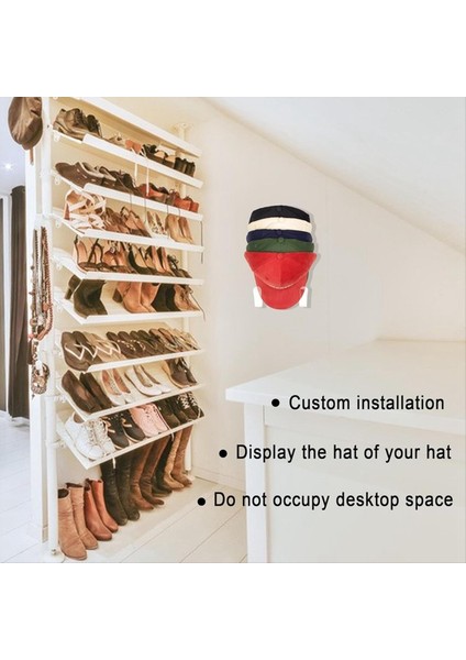 3 Çift Şapka Rafı Şapka Kancaları Duvar Şapkası Tutucu Şapka Ekran Güçlü Şapka Askı Braketi Şeffaf (Yurt Dışından)