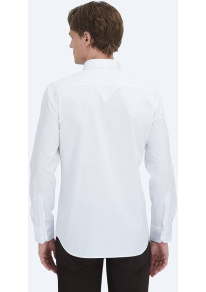 Beyaz Düz Regular Fit Dokuma Klasik %100 Pamuk Gömlek indirimleri
