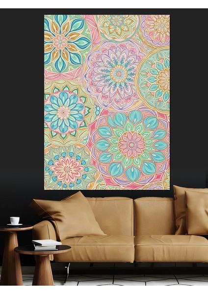Soyut Yuvarlak Pastel Desen Dekoratif Kanvas - Mdf Ahşap Tablo