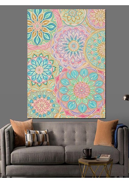 Soyut Yuvarlak Pastel Desen Dekoratif Kanvas - Mdf Ahşap Tablo fiyatları