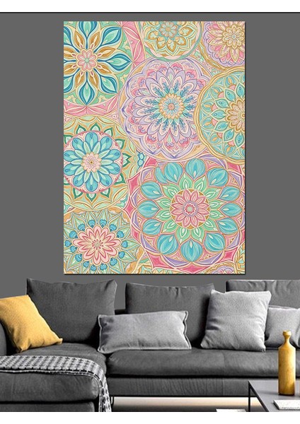 Soyut Yuvarlak Pastel Desen Dekoratif Kanvas - Mdf Ahşap Tablo modelleri