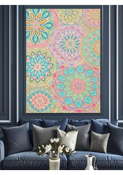 Soyut Yuvarlak Pastel Desen Dekoratif Kanvas - Mdf Ahşap Tablo fırsatları