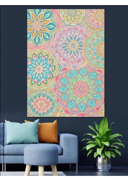 Soyut Yuvarlak Pastel Desen Dekoratif Kanvas - Mdf Ahşap Tablo indirimleri