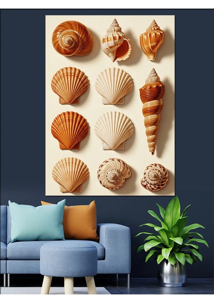 Deniz Kabukları Deniz Teması Dekoratif Kanvas - Mdf Ahşap Tablo