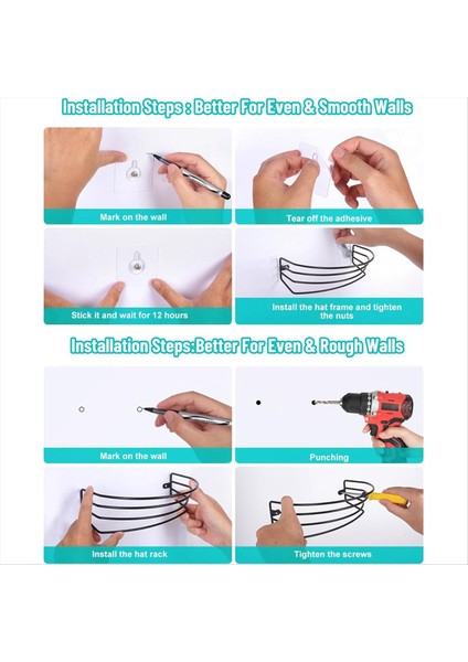 Duvar ve Kapı Için Şapka Rafı 4 Paket Metal Beyzbol Şapka Organizatörü Beyzbol Kapakları Için Şapka Depolama 40 Kapak Tutabilir (Yurt Dışından) fırsatları